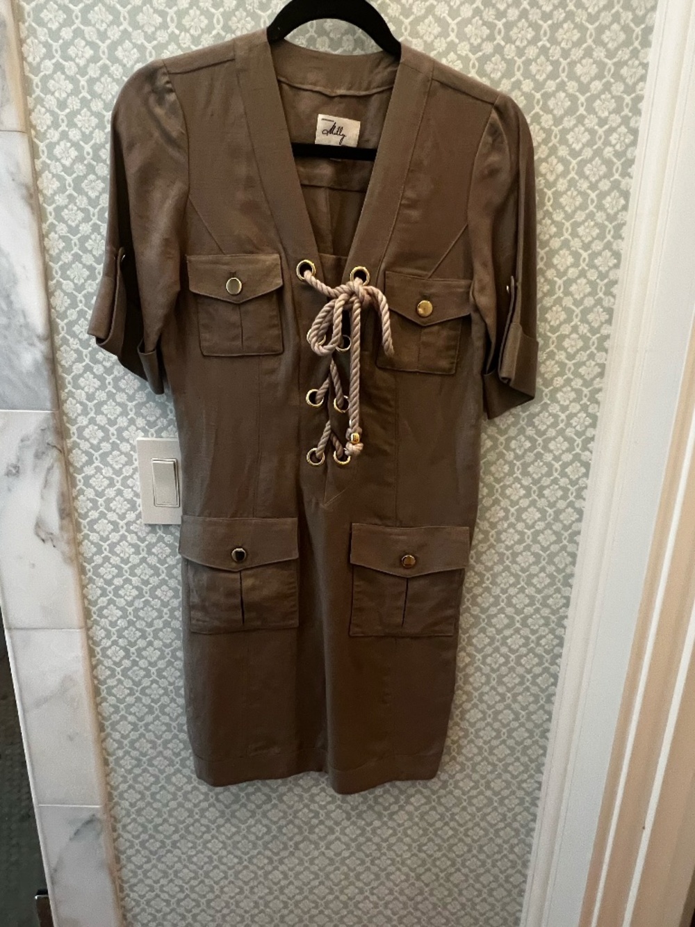 Milly Nautical Shift Dress with Gold Buttons Size 0